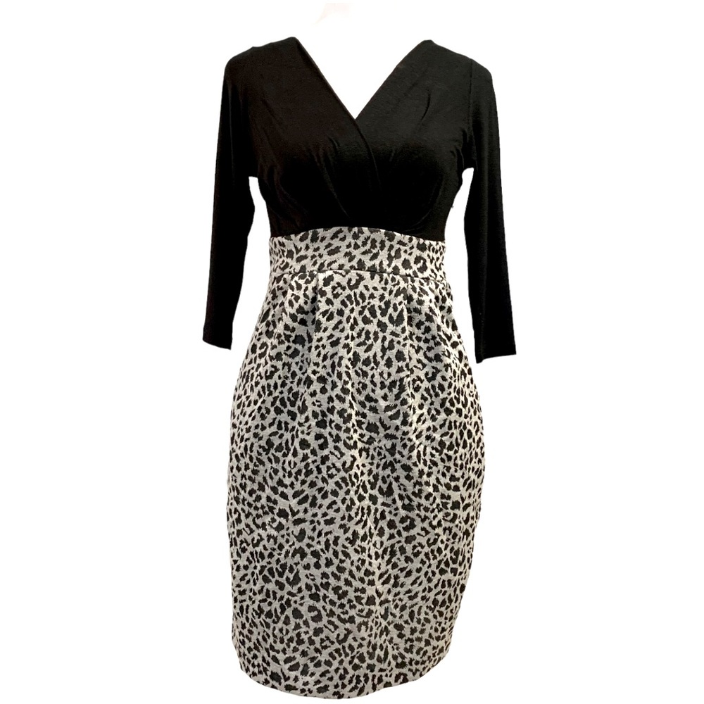 Crystal Candy | NWT Surplice Top Mini Dress with Pockets Black & Gray Size S - Picture 1 of 12